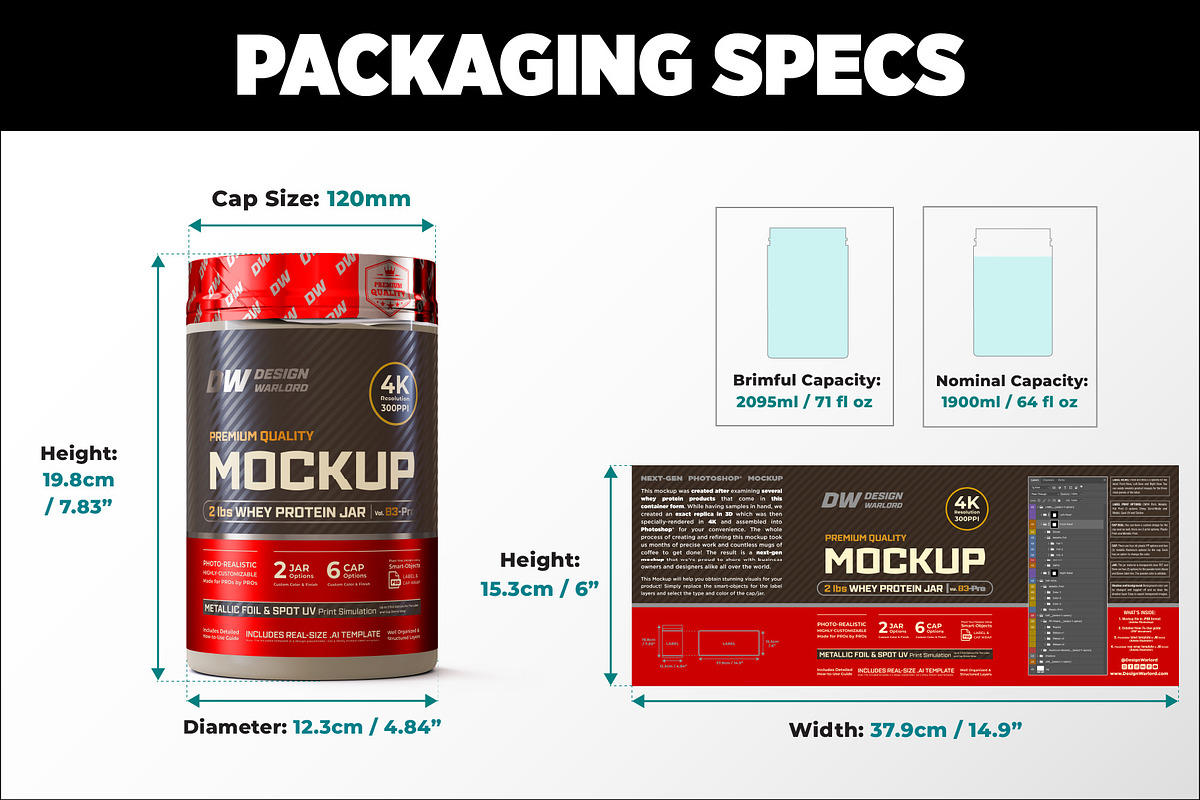 2lb Whey Protein Jar Mockup B3-Pro, a Packaging Mockup by Design Warlord (Photo 13 of 16)