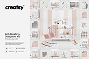 Crib Beddind Designers Kit Mockup, a Bottom Mockup by Creatsy (Thumbnail 1 of 29)