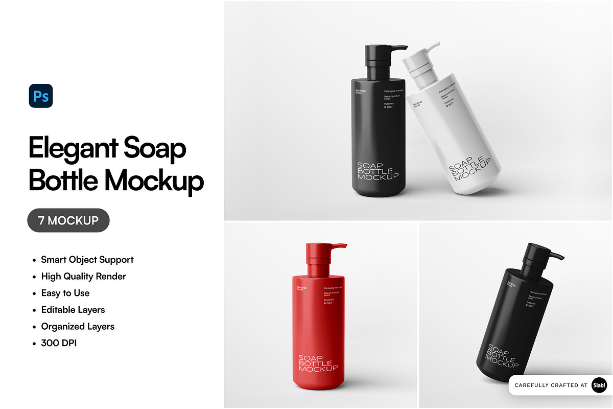 Elegant Soap Bottle Mockup, a Packaging Mockup by SLAB! Design (Photo 1 of 10)