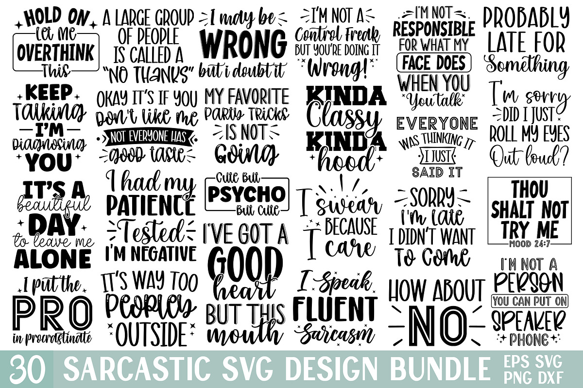 Sarcastic SVG Bundle, an Illustration by Crafticy (Photo 1 of 3)