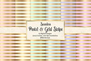 Pastel And Gold Stripe Digital Paper