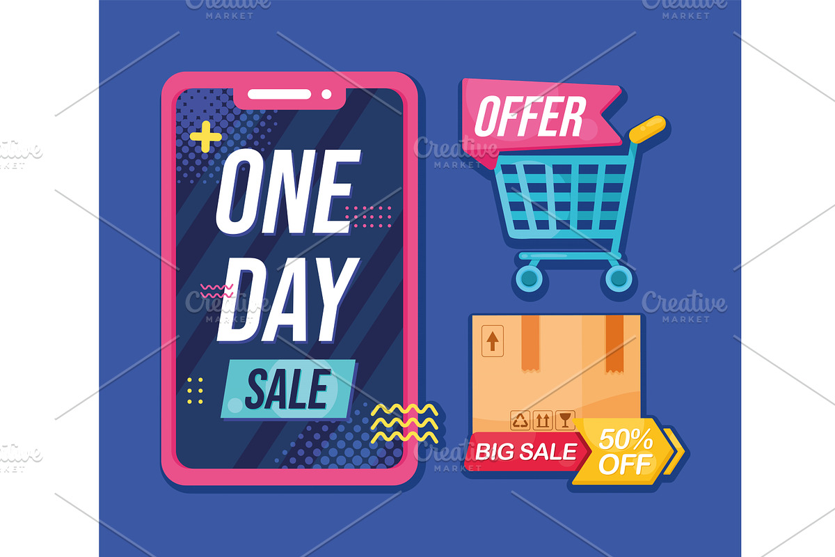 sale commercial three tags, an Object Illustration by studiogstock