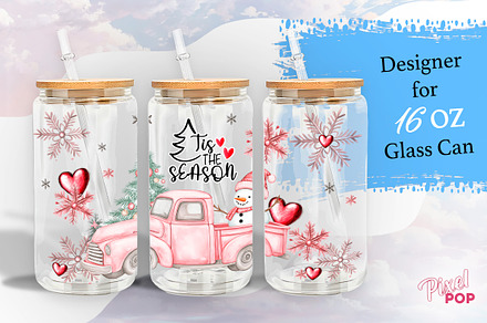 Christmas 16oz Glass Can, a Graphic by Pixel Pop