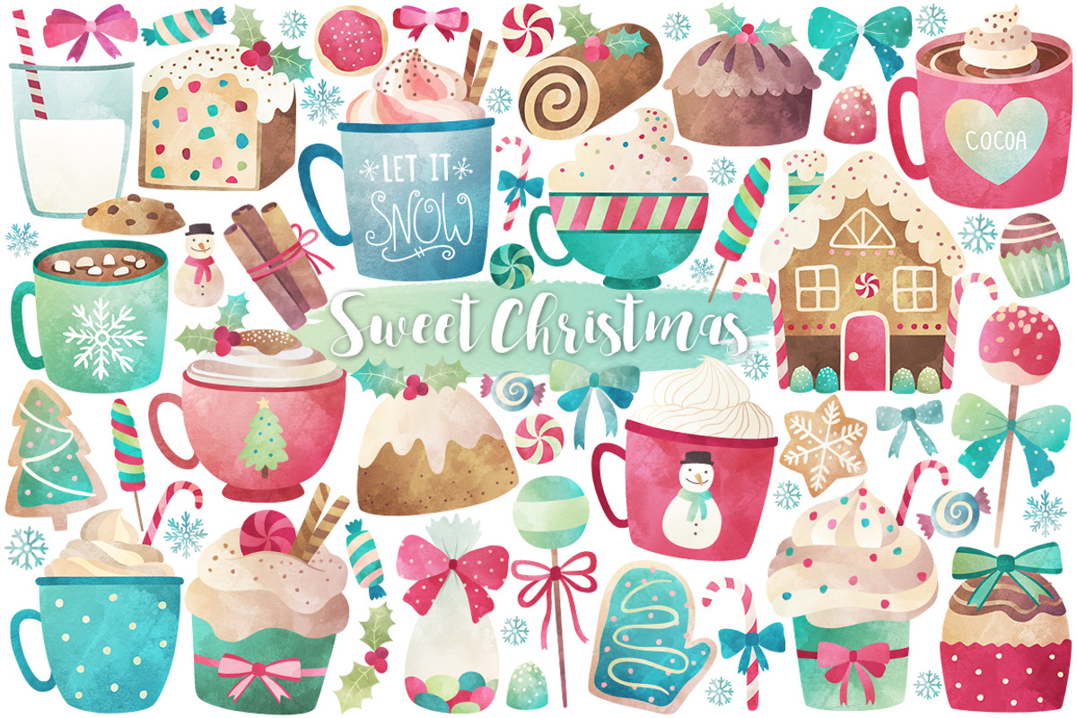 Watercolor Christmas Bundle, a Food Illustration by Kenna Sato Designs (Photo 2 of 5)