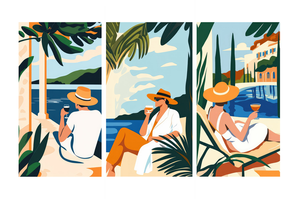 SUMMER VIBES  Mediterranean Views, an Illustration by SketchArtStudio (Photo 3 of 5)