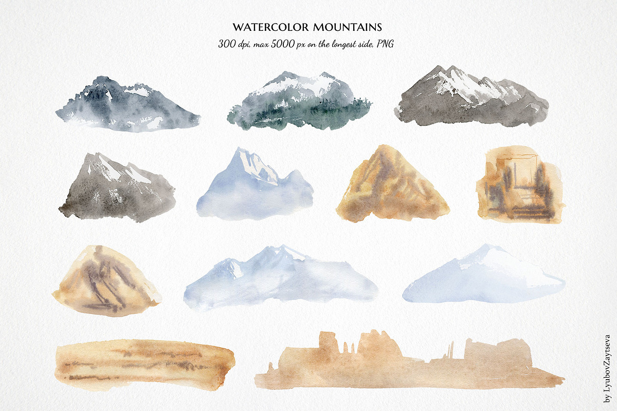 watercolor landscape creator clipart, a Decorative Illustration by LyubovZaytseva (Photo 3 of 27)