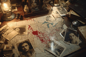 Bloodstained Map Old Photos Antique, an Abstract Photo by Pixeness Studio