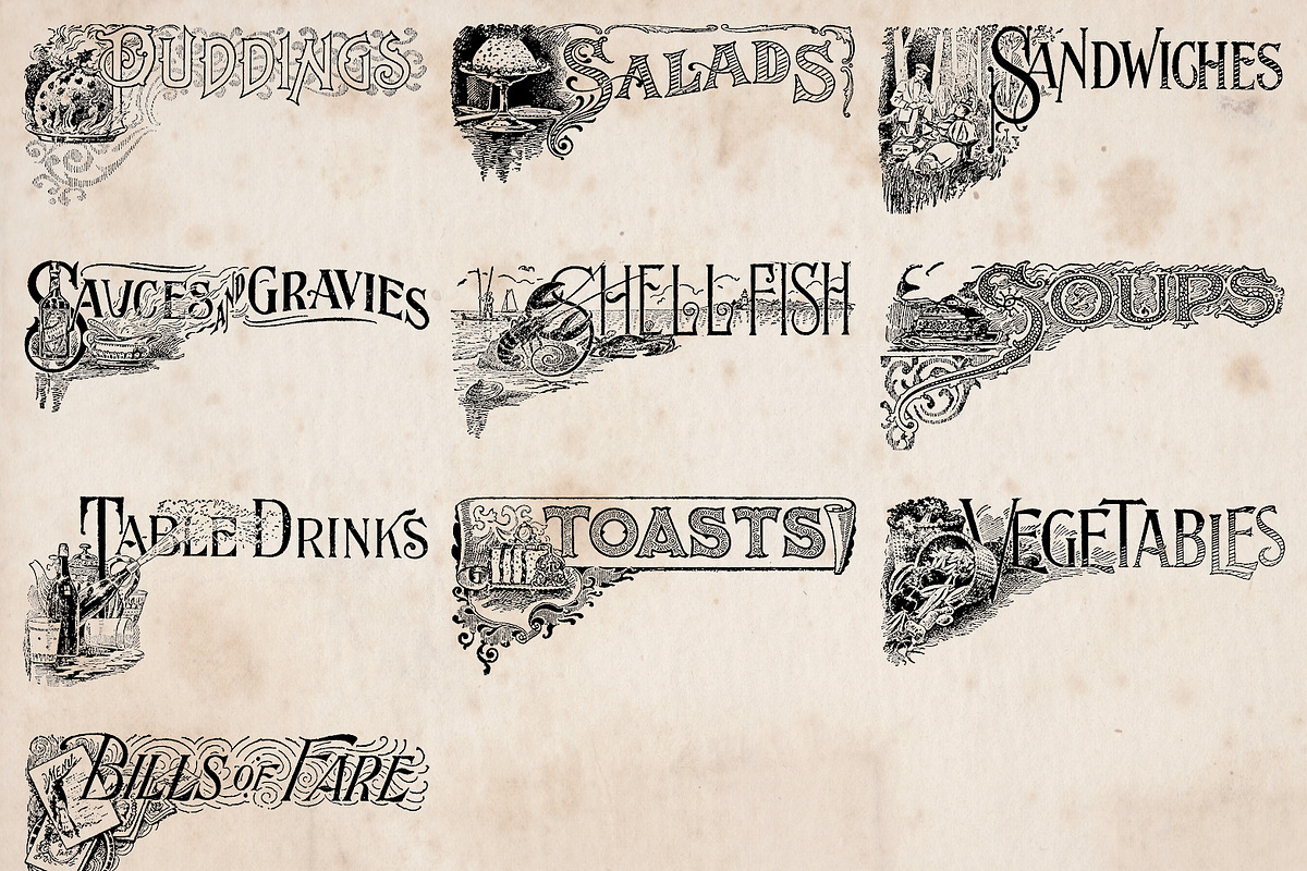 Vintage Food and Menu Titles preview 5