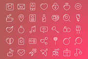 Valentine's day line icons + BONUS, an Outline Icon by brandcut (Thumbnail 3 of 5)