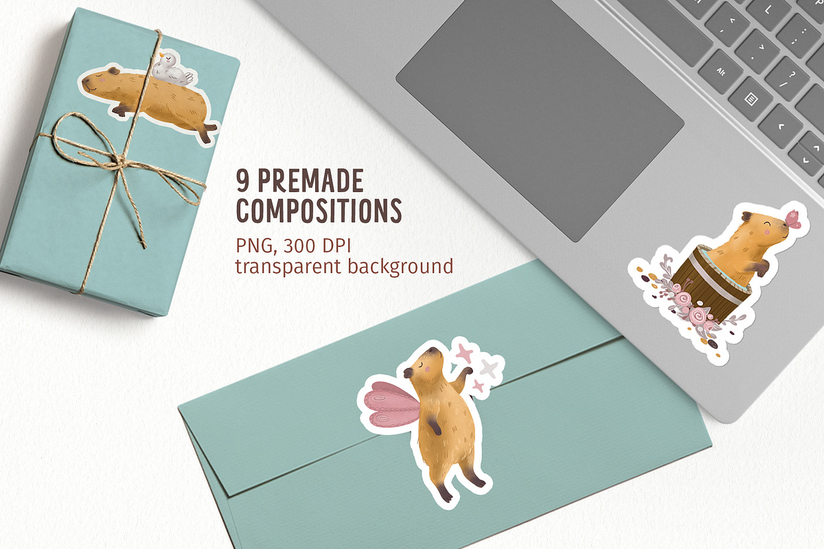 Adorable Capybaras clipart, an Animal Illustration by PenguinArtStudio (Photo 4 of 7)