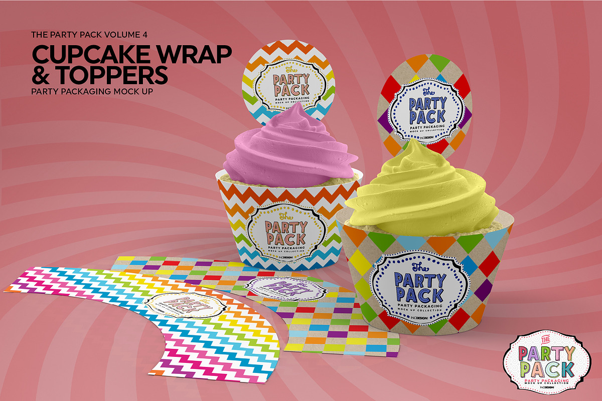 Cupcake Wrap and Topper Mockup, a Cups & Container Mockup by INCDesign (Photo 5 of 7)