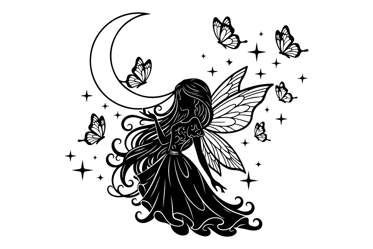 Fairy Moon Butterfly Silhouette, an Object Illustration by Gaye Art (Photo 24 of 31)
