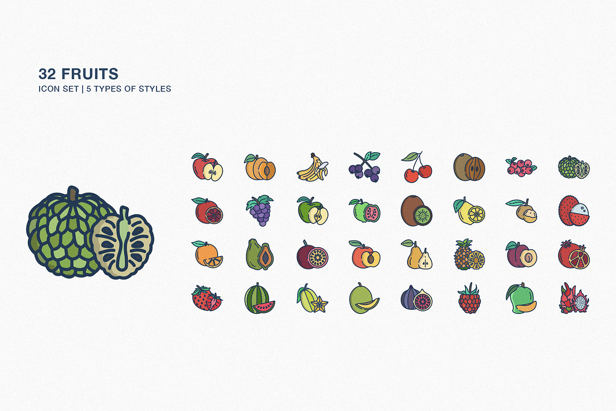 Fruits and slice icon set, an Icon by Icongeek26 (Photo 1 of 6)