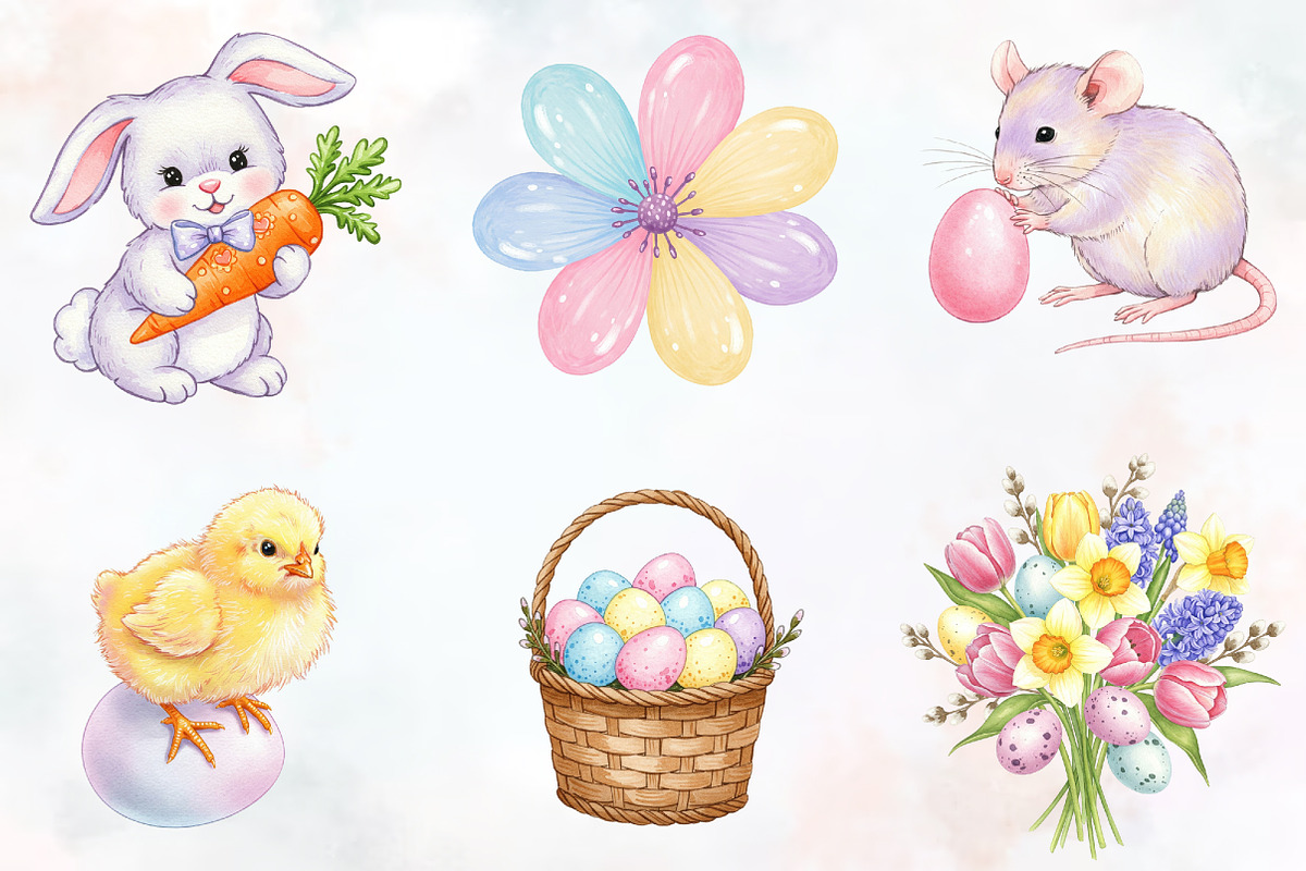 Cute Pastel Easter Clipart, a Seasonal Illustration by RobertsArt (Photo 5 of 7)