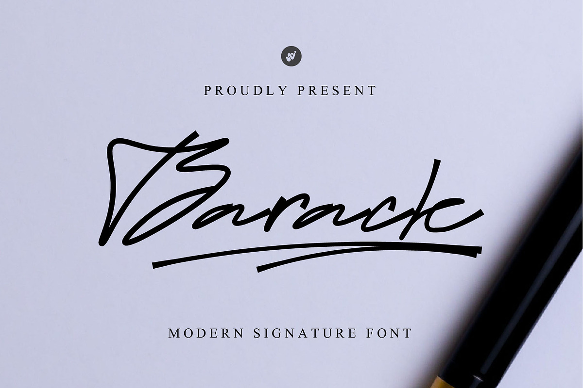 Barack Modern signature script font, a Script Font by WAP (Photo 1 of 6)