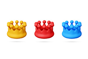 Set of 3D stock vector crowns in, an Object Illustration by Abscent