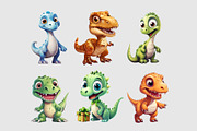 Baby Dino Party Watercolor Clipart, an Animal Illustration by Primrose Blume (Thumbnail 3 of 8)