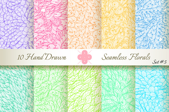 10 Ornate Seamless Florals. Set 5