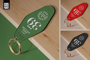 Keychain With Golden Ring Mockup