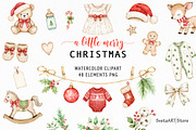 Watercolor Baby Christmas Clothes, a Seasonal Illustration by SvetaArtStore (Thumbnail 1 of 8)