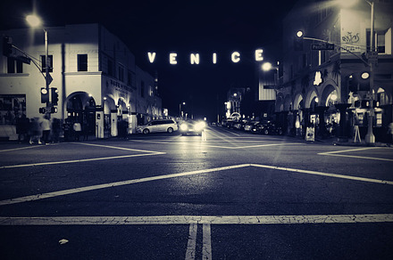 Venice Beach Sign at Night , Venice