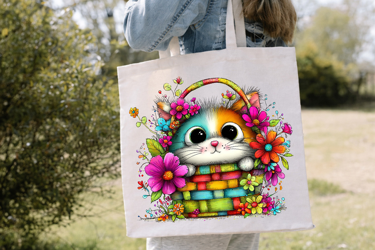 Whimsical Spring Cats Clipart Bundle, an Illustration by Canvas Craft (Photo 5 of 7)