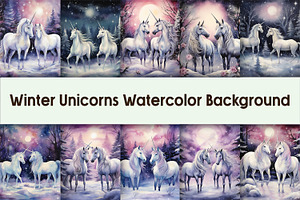 Winter Unicorns Watercolor Paper