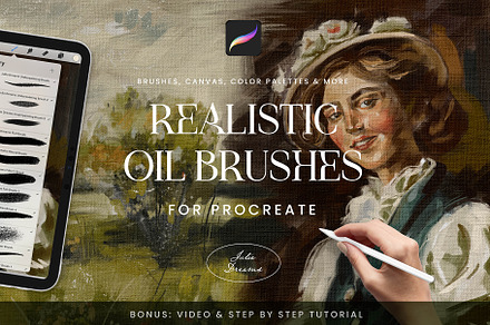 Realistic Oil Procreate Brushes, a Brush Add-On by Julia Dreams
