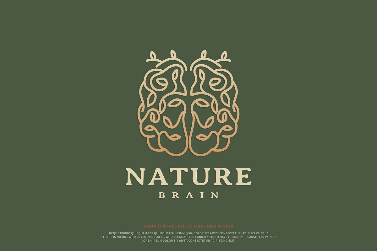 Brain leaf aesthetic line logo, a Branding & Logo Template by vexper