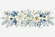 Blue Watercolor Floral Set, an Illustration by Designer_Momina (Thumbnail 2 of 16)