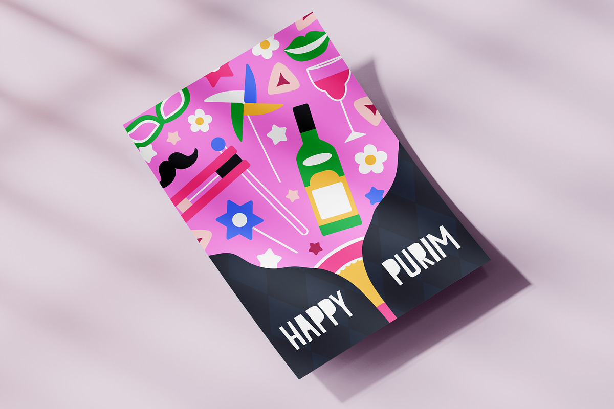 Happy Purim carnival poster cards, a Decorative Illustration by Good Studio (Photo 4 of 6)