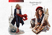 French girls clipart Set, a Person Illustration by ThatsDesignArt (Thumbnail 4 of 10)
