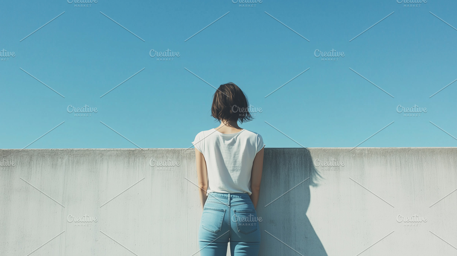 Rear view on a woman looks at sky, a Person Photo by MistyDay
