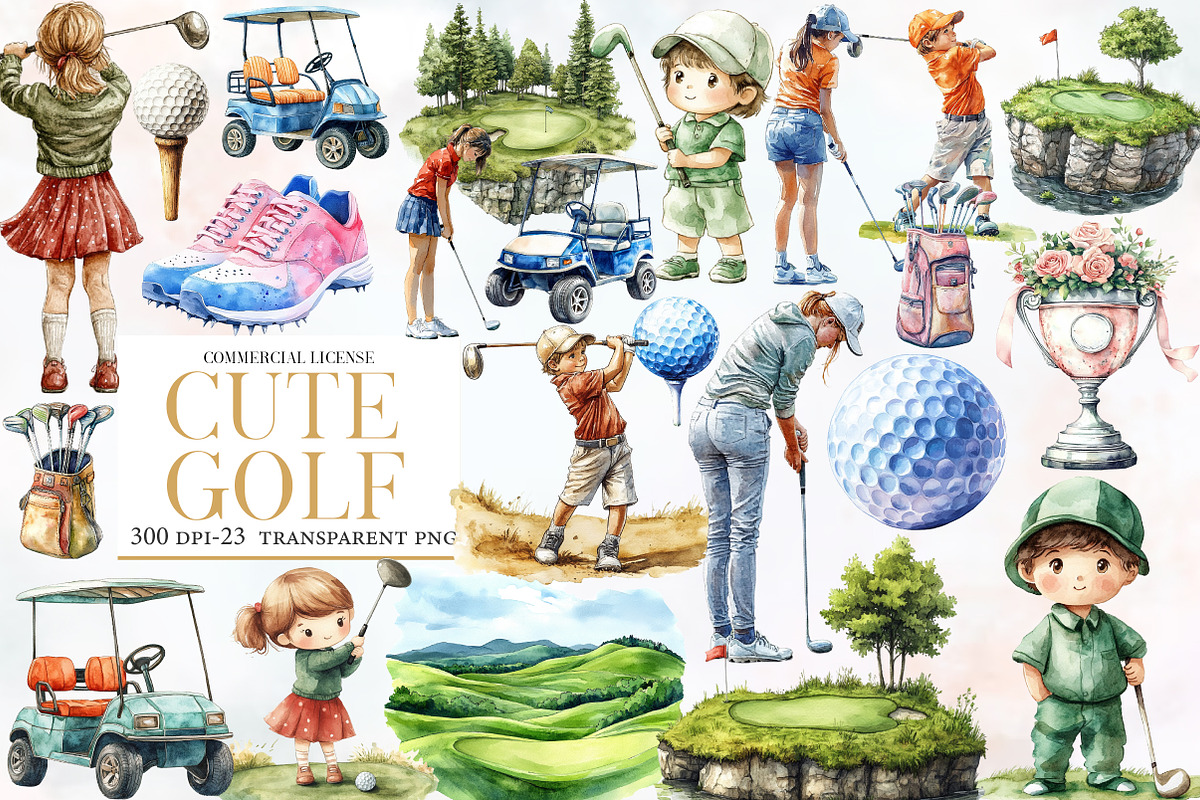 Cute Golf Clipart, an Illustration by Designworld (Photo 1 of 6)