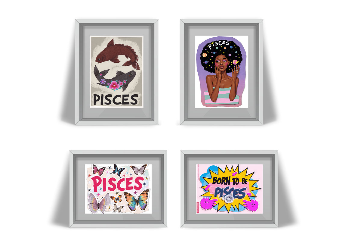 Pisces Editorial Sticker Set, a Person Illustration by Jakayla Digital Co (Photo 10 of 10)