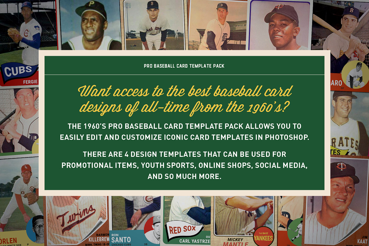1960's Pro Baseball Card Templates, a Card Template by Chris Weibring (Photo 2 of 11)
