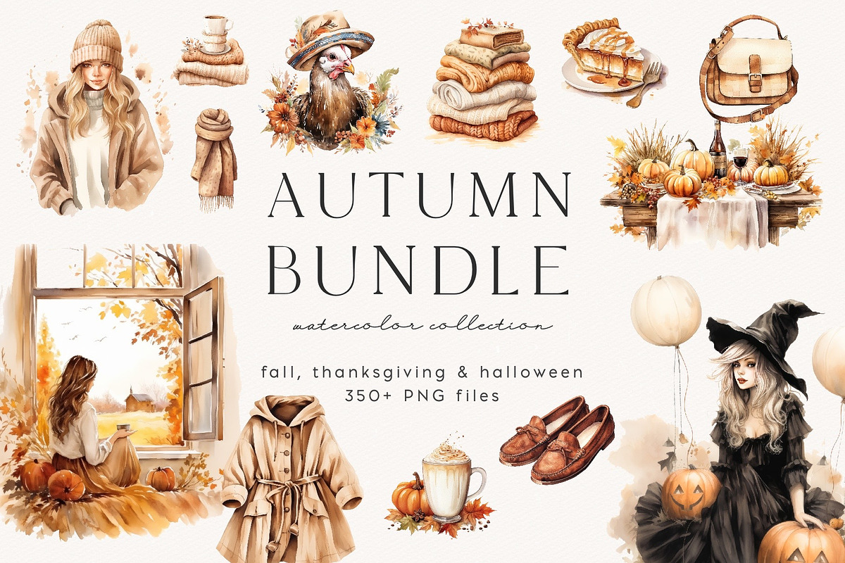 Autumn Bundle, a Decorative Illustration by PeDe Designs (Photo 1 of 9)