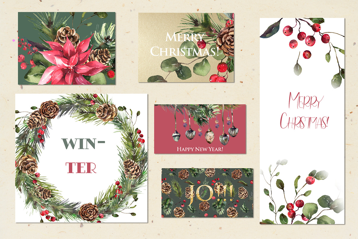CHRISTMAS Watercolor Collection, an Illustration by Les Frolova (Photo 10 of 12)