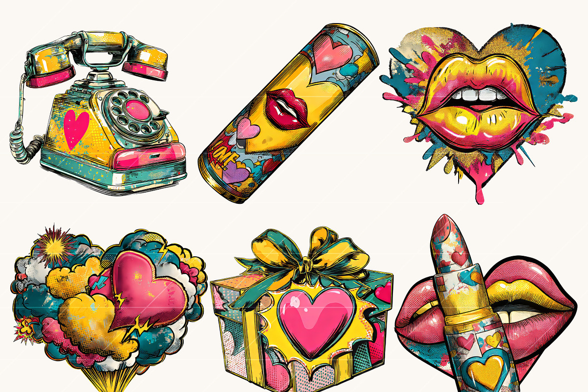 Pop Art Valentine Clipart Set, a Seasonal Illustration by Design Scotch (Photo 8 of 9)