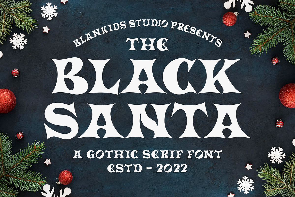 Black Santa a Gothic Serif Font, a Serif Font by Blankids Studio (Photo 1 of 5)