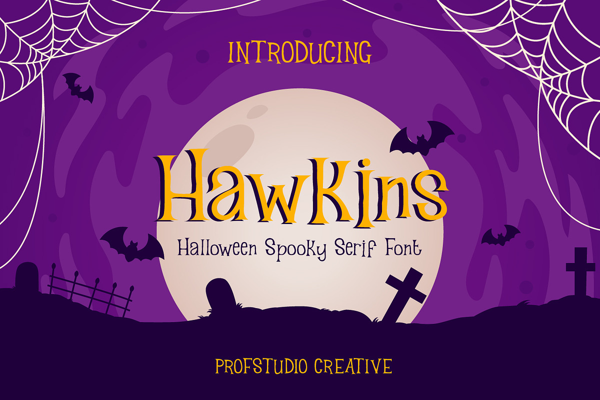 Hawkins - Halloween Spooky Font, a Serif Font by PROF STUDIO (Photo 1 of 5)