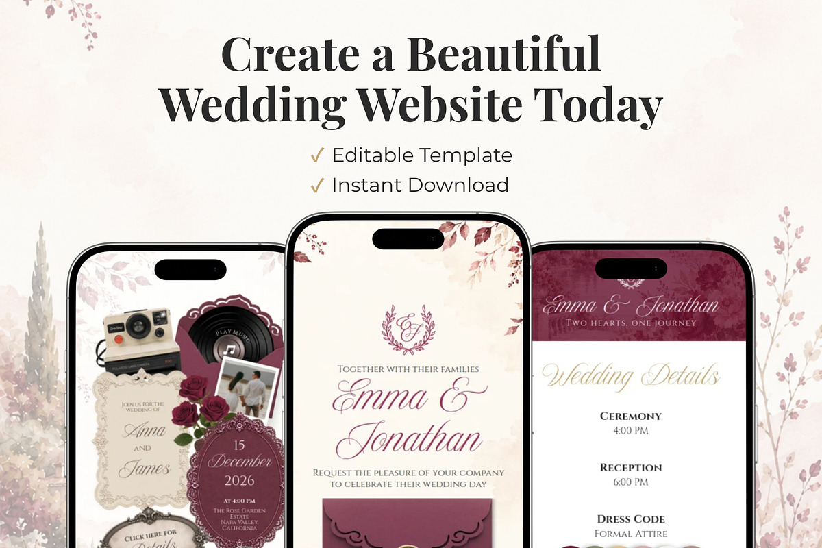 Beauty Burgundy Wedding Website, a Landing Page Template by Everyday Perfection (Photo 12 of 12)