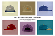 Snapback corduroy cap hat mockups, a Hat Mockup by made_by_nope (Thumbnail 1 of 6)