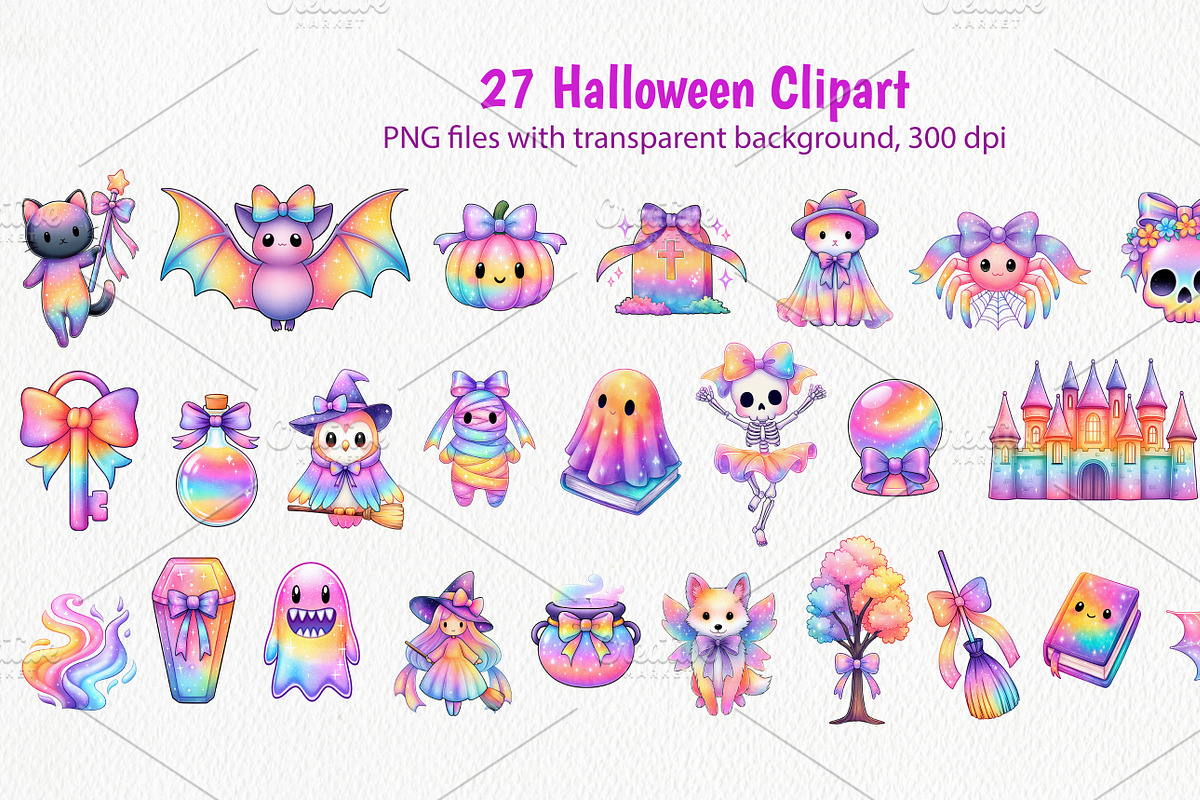 Iridescent Halloween Clipart, an Object Illustration by ArtIrisArt (Photo 2 of 5)