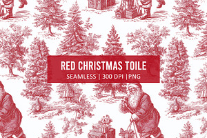 RED CHRISTMAS TOILE Seamless Pattern, a Pattern Graphic by AYAKA Studio Co.