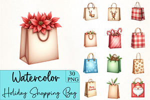 Holiday Shopping Bag Clipart, an Illustration by CrexoraLab