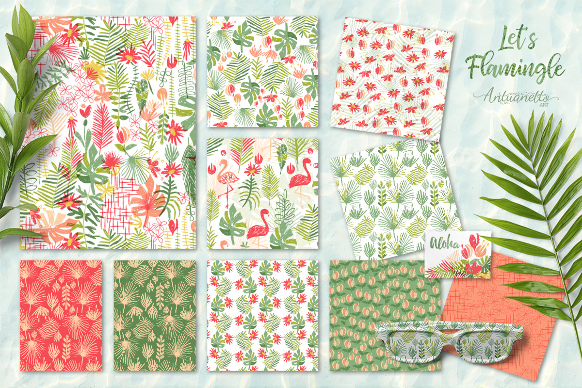 Let's Flamingle tropical collection, a Decorative Illustration by antuanetto (Photo 3 of 16)