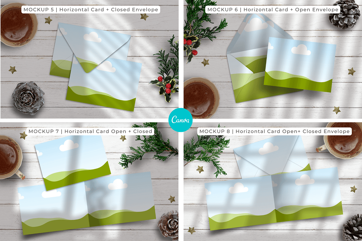16 Christmas Card Canva Mockups, a Merchandise Mockup by Mockup Scene (Photo 5 of 23)