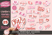Valentine's Day Sticker Pack PNG, a Decorative Illustration by TheBlackCatPrints (Thumbnail 1 of 2)