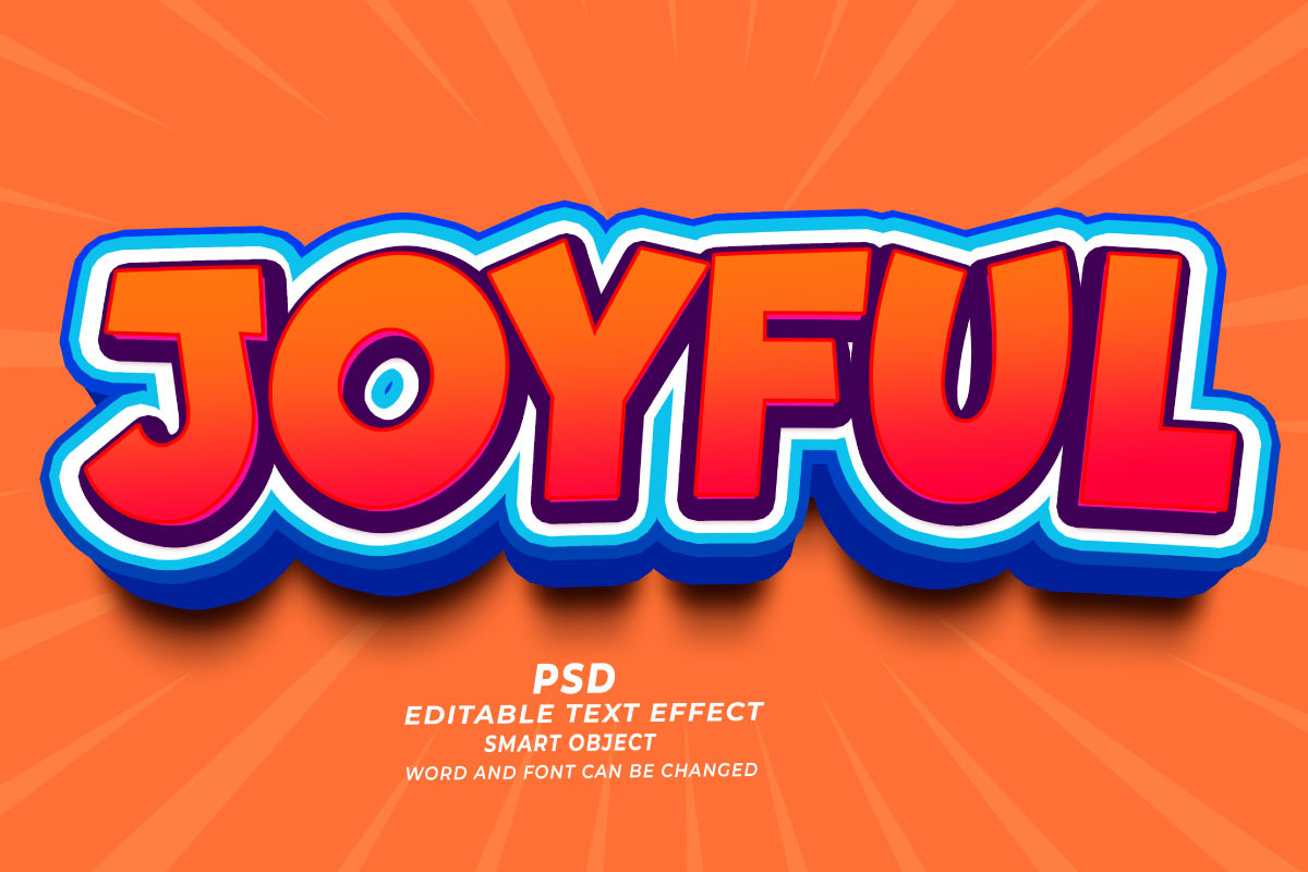 Joyful 3d PSD Editable Text Effect, a Layer Style Add-On by TrueVector ...